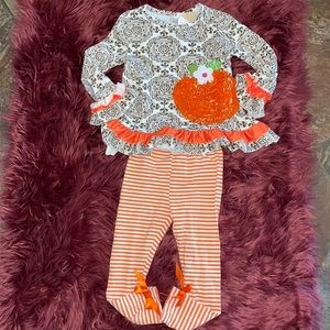 NWT! Ann Loren Girls Toddler Pumpkin Tunic Set